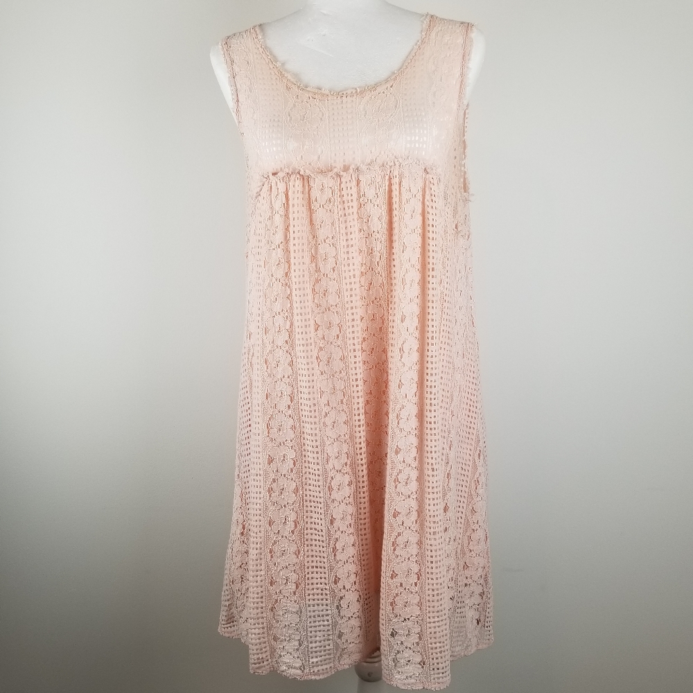 Umgee Blush Pink Lace Babydoll Dress‎ – Flowy Boho Style